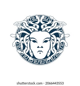 Medusa Logo Vector with greek style circle border