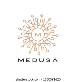 medusa mandala logo vector icon illustration