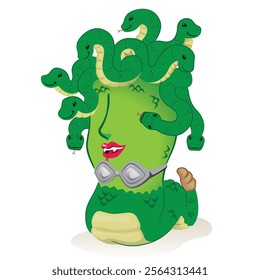 Medusa mascot illustration greek mythology gorgona. Ideal for training and educational materials