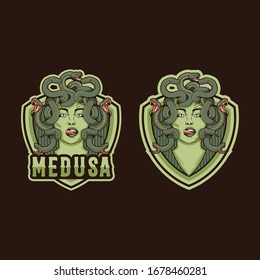 medusa mascot logo design vector