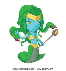 Medusa Monster Cartoon Character Isolate Vector