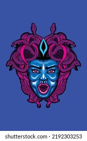 Medusa Queen Vector Art Illustration