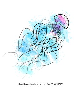 Medusa sketch on white background vector illustration