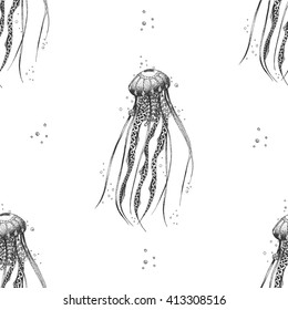 Medusa sketch seamless pattern. Illustration art. Vector