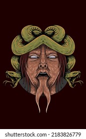 Medusa with snakes vector illustration