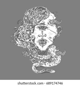 Medusa tattoo snake design