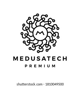 medusa tech logo vector icon illustration