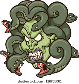 Medusa's head. Vector clip art illustration with simple gradients. All in a single layer.