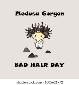 Meduza Gorgon Cute Chibi Illustration Bad Hair Day