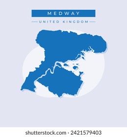 Medway Unitary authority, Non-metropolitan borough (United Kingdom of Great Britain and Northern Ireland, ceremonial county Kent, England) map vector illustration, scribble sketch map