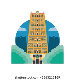 meenakshi temple building isolated vector