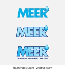 Meer Logo Water Drop Logo Design for Water Bottle droplet waterfall logo design purity company 