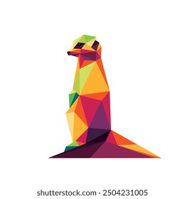 Suricata Animal en Vector poligonal colorido. Suricata en Vector de polietileno bajo Abstractas colorido. Logo Abstractas colorido del suricato