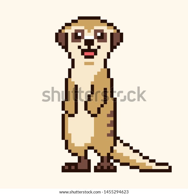 Meerkatカートのかわいいピクセルデザイン のベクター画像素材 ロイヤリティフリー