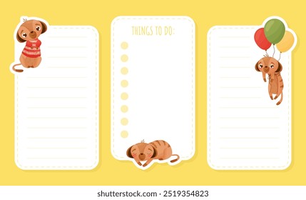 Meerkat Cute Animal Empty Note and Reminder Card Vector Template