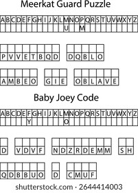 Meerkat Guarda Puzzleand Baby Joey Código Letra Grades Alfabética Puzzles letras