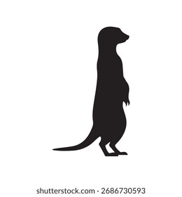 Diseño plano de la ilustración del Vector de la silueta del icono del logotipo de Meerkat sobre fondo blanco