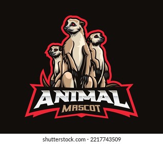 Meerkat mascot logo design. Meerkat animal vector illustration. Logo illustration for mascot or symbol and identity, emblem sports or e-sports gaming team