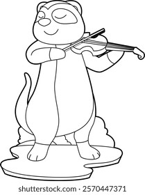 Meerkat Musician Violin Music Animal Vector Graphic Art Illustration