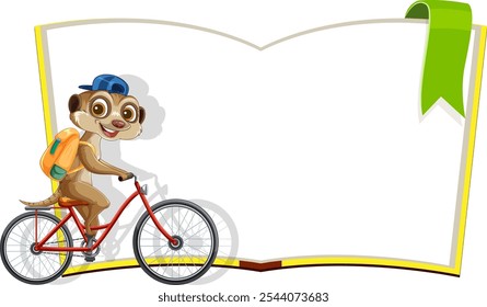 Una suricata monta una bicicleta con una mochila
