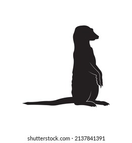 meerkat silhouette sitting on a white background.