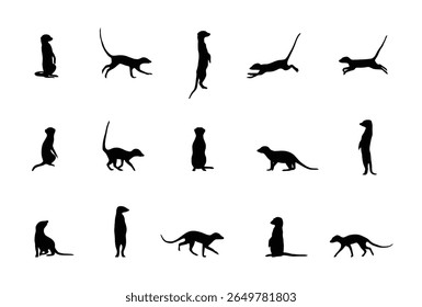 silhuetas de meerkat sobre fundo branco