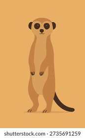 Meerkat Standing Guard Flat Illustration