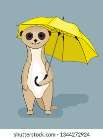 Meerkat with umbrella, vector illustration