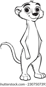 Meerkat: vector line art animal cartoon style for coloring