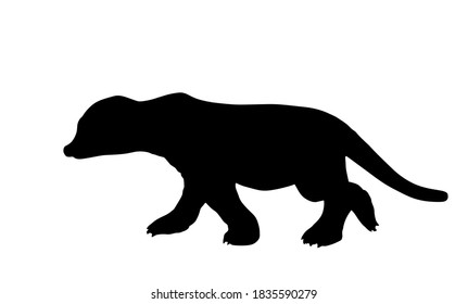 Meerkat vector silhouette illustration isolated on white background. Mongoose shape shadow.