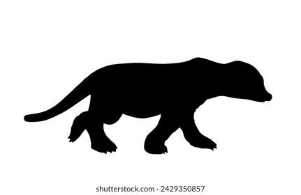 Meerkat vector silhouette illustration isolated on white background. Mongoose shape shadow.