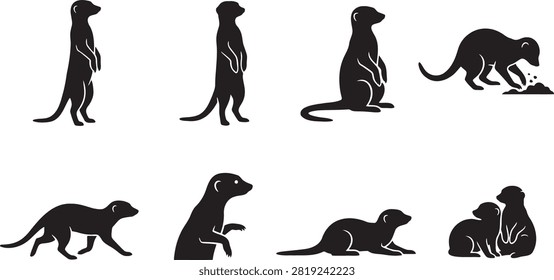Meerkat wild animal standing digging zoo mammal silhouette collection