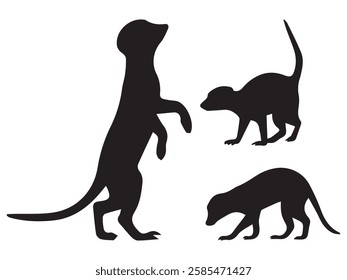 Meerkats Silhouettes Vector Illustration Set