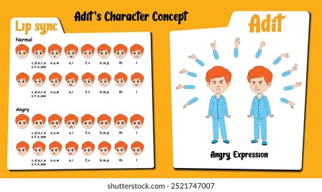 Meet Adit the angry boy cartoon character in a night suit this expressive set showcases his fierce facial expressions and dynamic lip syncs, along with a variety of hand gestures and standing poses.