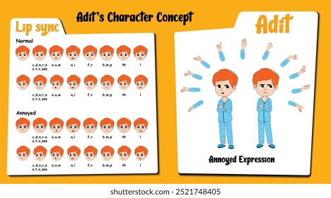 ¡Conoce a Adit, el personaje de dibujos animados del chico molesto con traje de noche! Esta atractiva colección presenta sus expresivas caras molestas y juguetones labios sincronizados, junto con una variedad de gestos y poses de las manos.