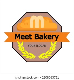 Meet bakery logo design with emblem concept for business profile 
