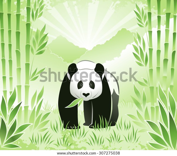 Meet Bamboo Panda Panda Bear Bamboo 库存矢量图 免版税