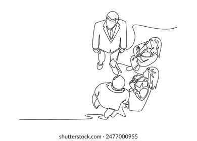 Meet Up Concept. Single line draw design vector graphic illustration.