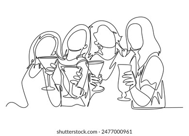 Meet Up Concept. Single line draw design vector graphic illustration.