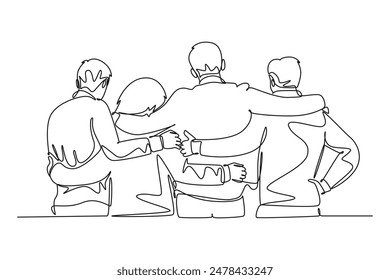 Meet Up Concept. Single line draw design vector graphic illustration.