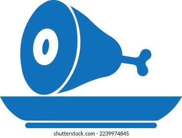 Meet cooked icon, baked meet icon blue vector