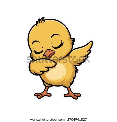 Meet the Dabbing Dynamo! This high-energy illustration captures a fluffy yellow chick in the peak of a perfectly executed dab. Set against a stark black background