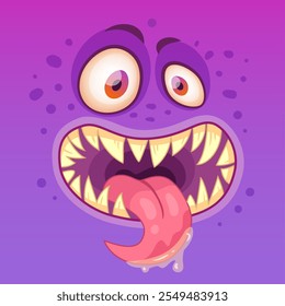 Meet the funny purple monster with big eyes, sharp teeth, and a long tongue. Perfect for halloween. adds fun and spookiness to projects. Ideal for stickers, avatars, posters, and t shirts