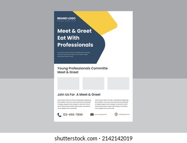 Meet And Greet Flyer Poster Design Template. Meet Eat And Greet With Professionals Flyer Poster Design Template.