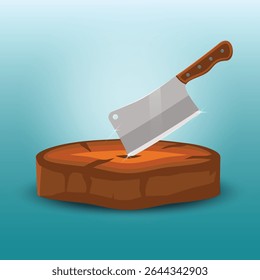 Meet knife and wooden coaster stock design illustration 