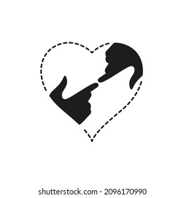 Meet the Lord in your heart. Heart shape and hands in touch. Flat isolated Christian vector illustration. Peace be with you, dear brothers and sisters.