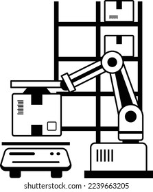 Meet Me or follow-me Bots concept,  tugger bot to tow a picking cart vector icon design, Warehouse automation symbol, Industrial revolution sign, Shipping and Logistics stock illustration 