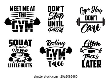 Meet me at the gym, Don't stop until youre proud, Gym typography workout bodybuilder 6 t shirt design bundle  