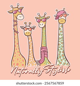 Meet the most elegant giraffes of the savannah, parading in style with their fashionable and charming outfits, in a cartoon-style adventure, full of glamour and fun!