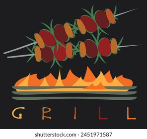 Meet on fire with the word GRILL